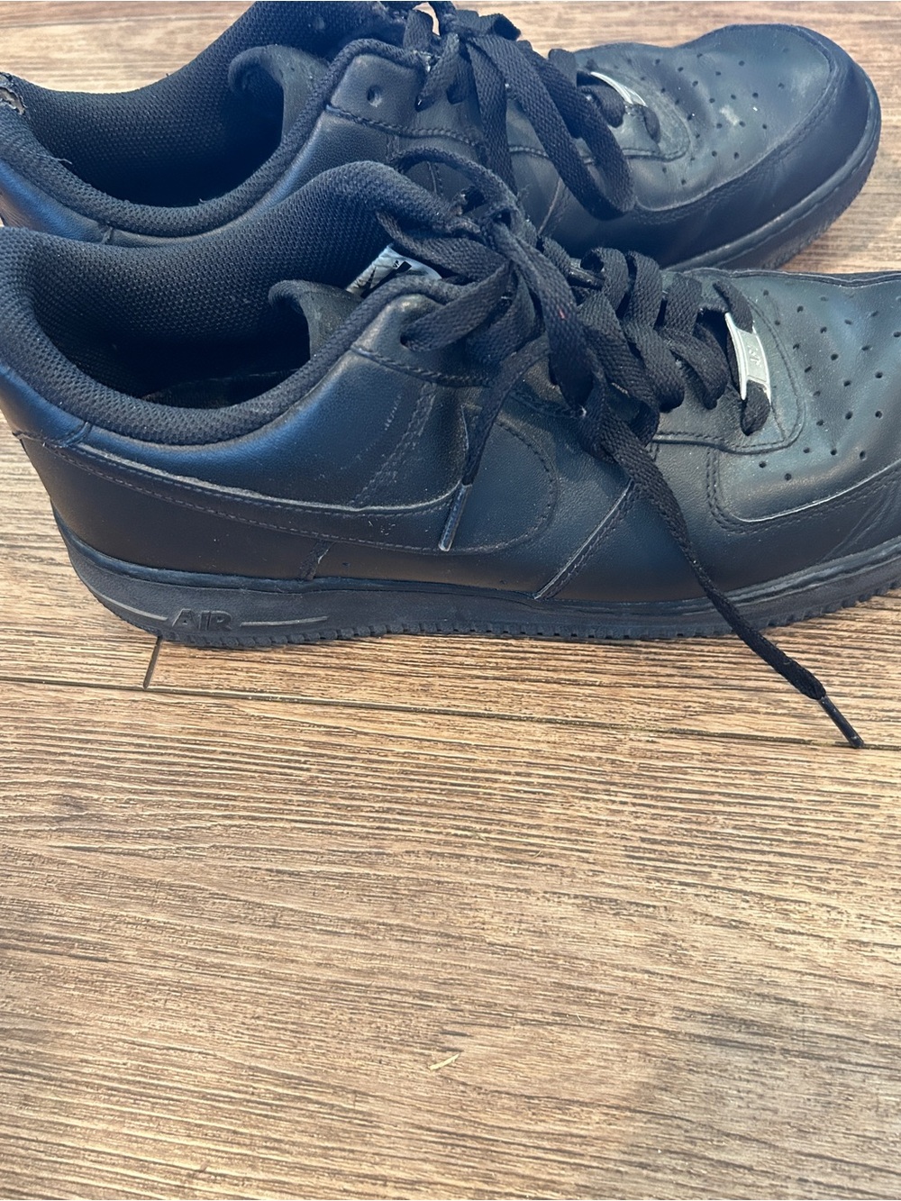 Nike AIR FORCE 1 LOW '07 Black Black. (315122-001). Men's 10.5. Pre-Owned. - Picture 5 of 8